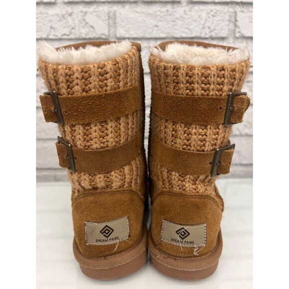 Dream Pairs Sweaty-Buckle-K Girls Faux Fur Lined Winter Boots Size 3 - Picture 4 of 9